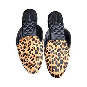 Birdies Phoebe Leapard Print Calf Haid Mule Size: 6.5